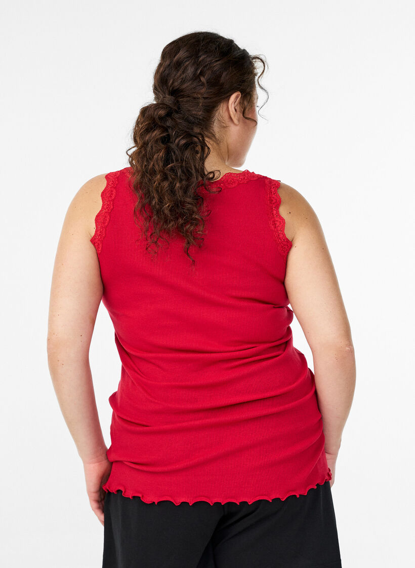 Topp med spetskant, R&ouml;d, Model image number 2
