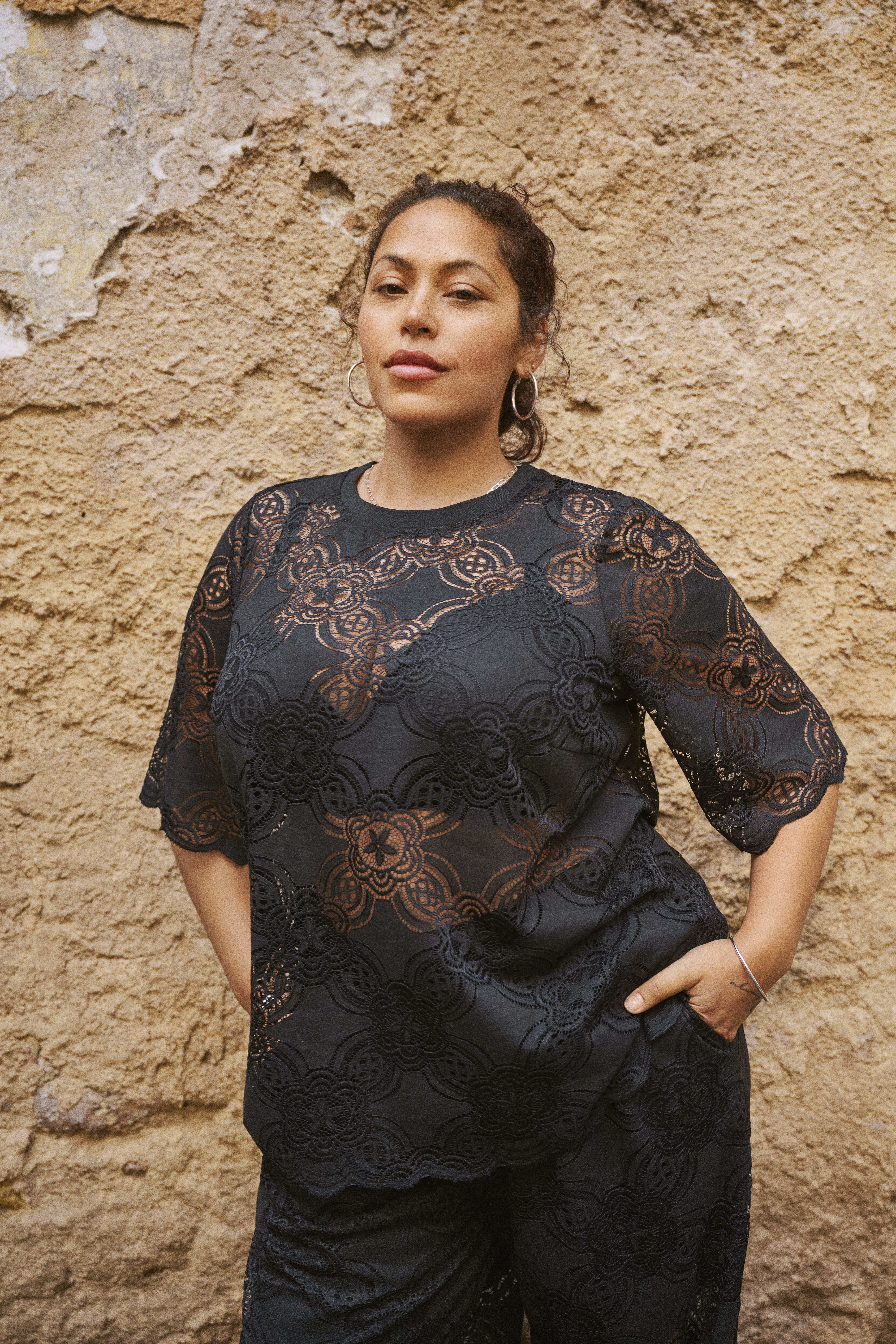 Zizzi Svart spets-set, , Model