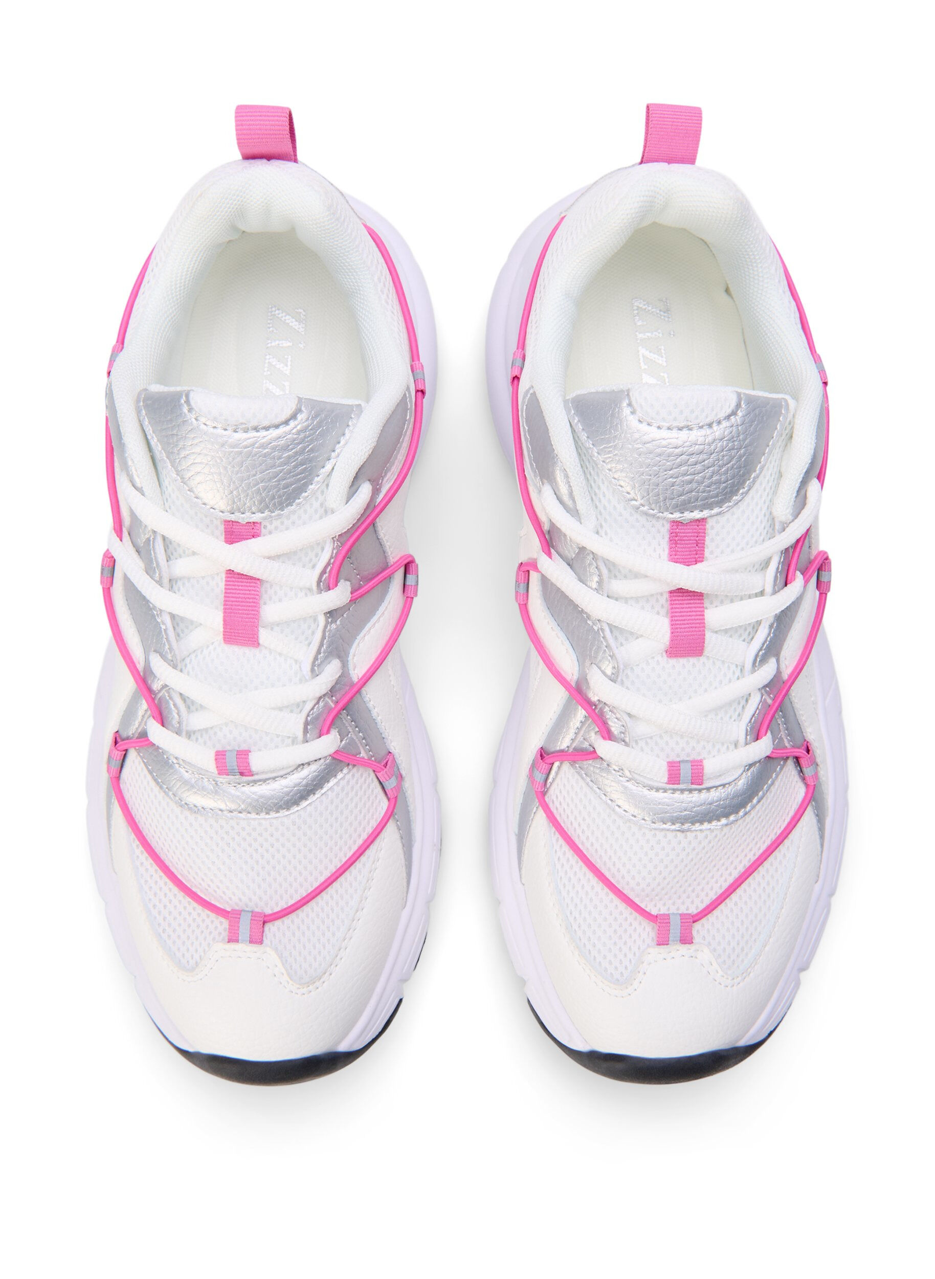 Zizzi Sneakers med vid passform och kontrasterande knytdetaljer, White w. Pink, Packshot image number 2