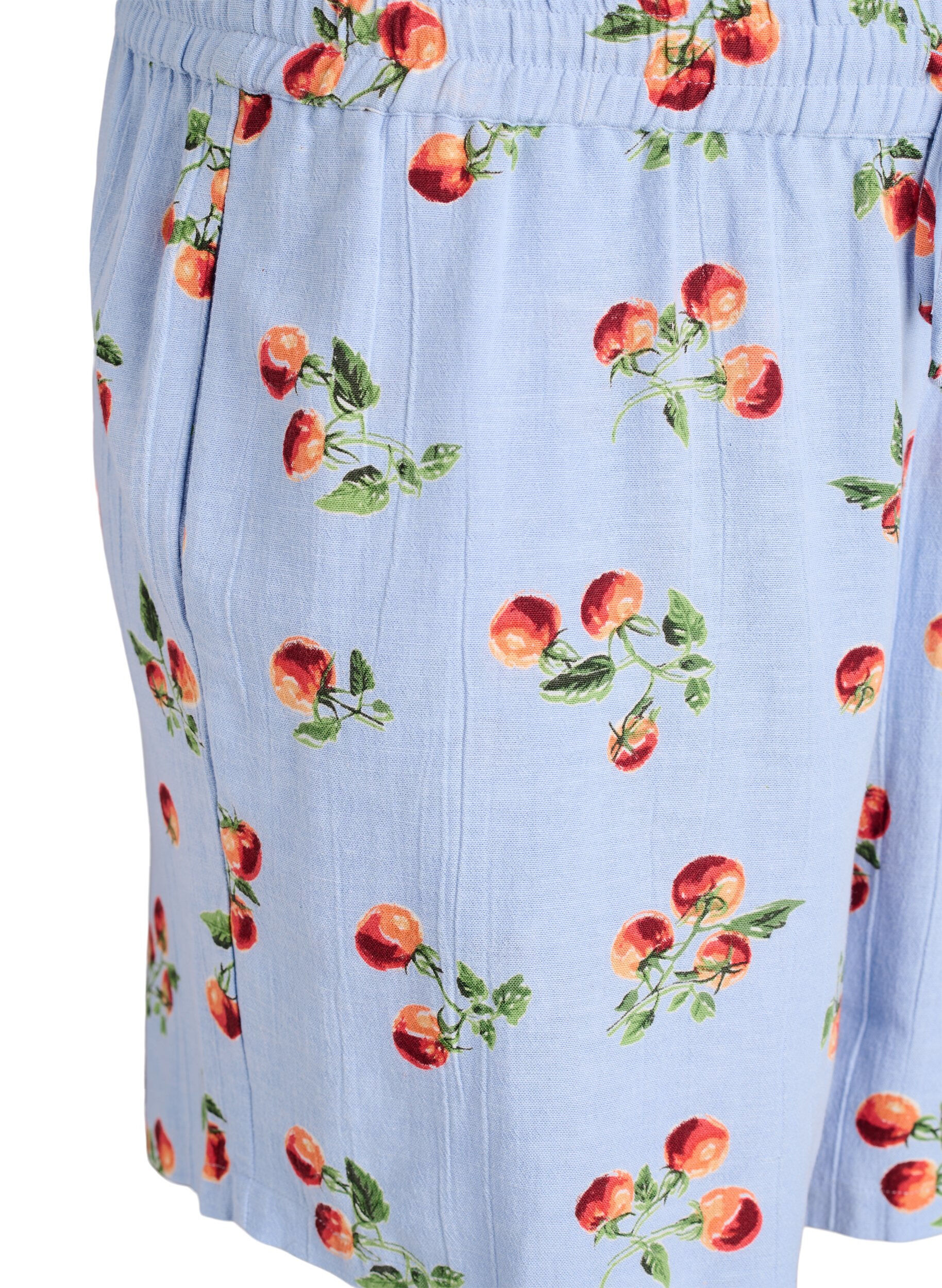 ZizziShorts i bomull med tomatm&ouml;nster och h&ouml;g midja, Bl&aring;, Packshot image number 2