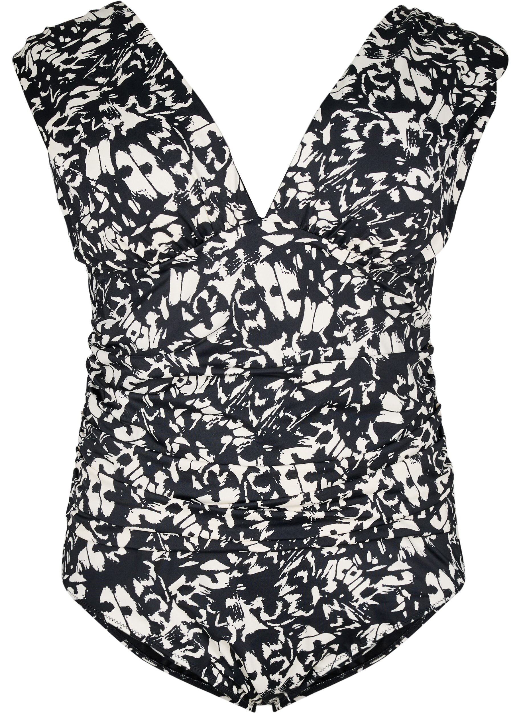 M&ouml;nstrad baddr&auml;kt med djup V-ringning