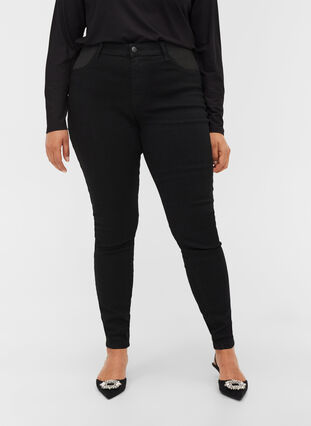 Superslim Amy jeans med resår i midjan, Black, Model image number 2