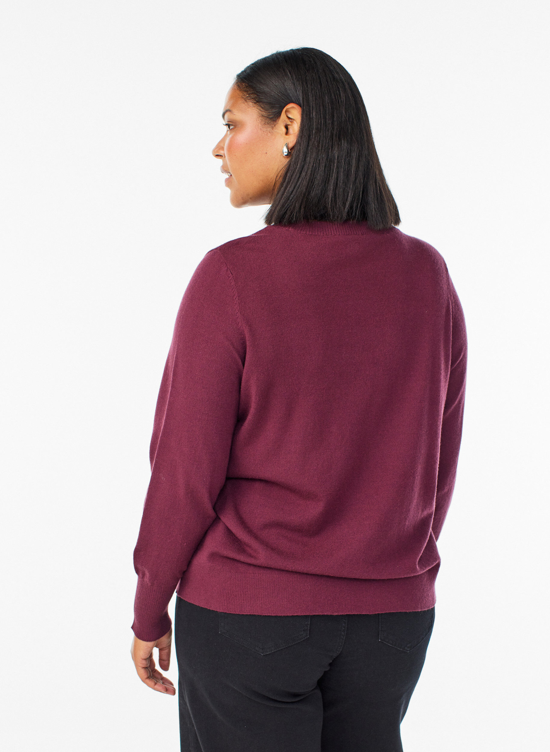 ZizziStickad blus med rund hals, R&ouml;d, Model image number 2