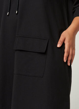 Printad sweatklänning med 3/4 ärmar, Black, Model image number 2