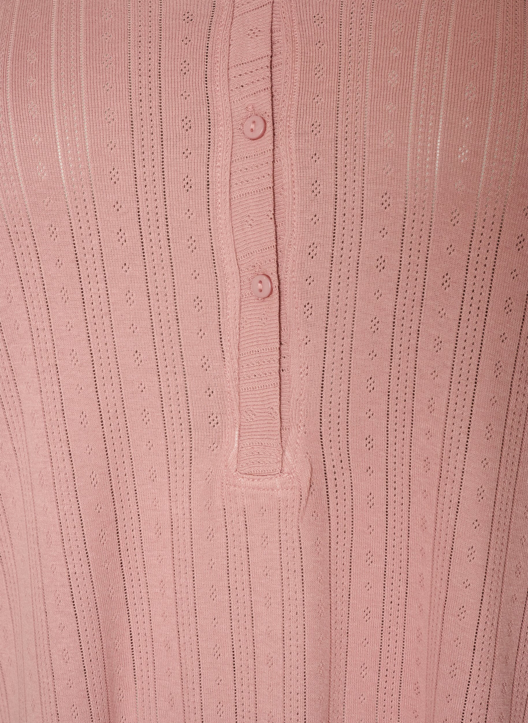 ZizziNattlinne i ekologisk bomull med h&aring;lbroderi, Rosa, Packshot image number 2