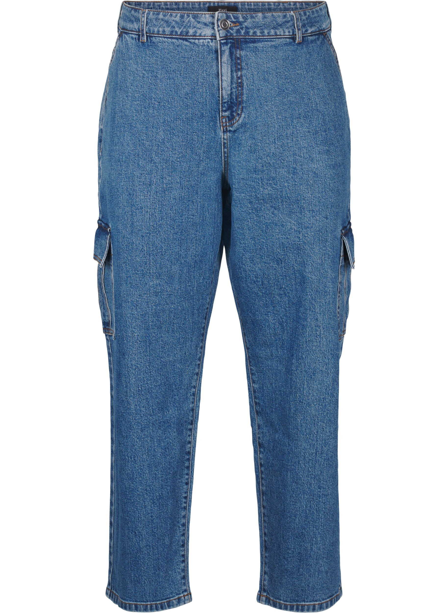 Zizzi Cargojeans med h&ouml;g midja, Blue Denim, Packshot image number 0