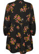 Kl&auml;nning med blommigt tryck och knytning, Svart, Packshot image number 1