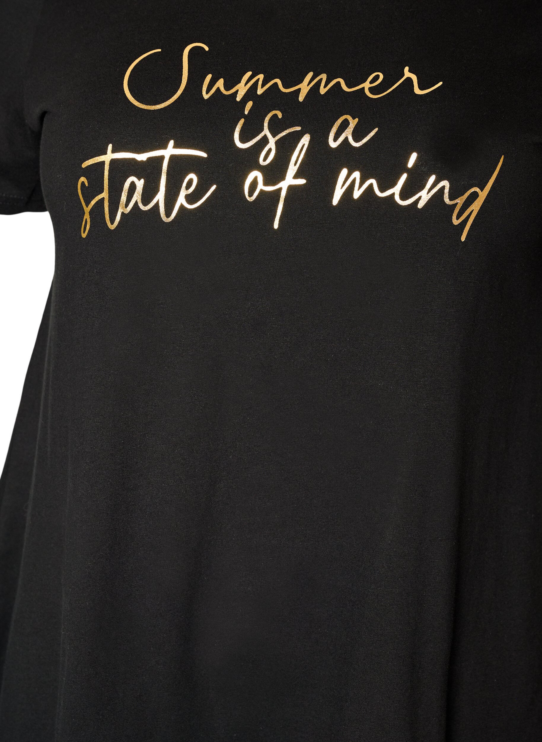 ZizziT-shirt med rund hals och A-linjeform, Svart, Packshot image number 2