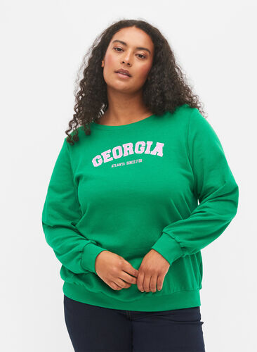 Sweatshirt i bomull med texttryck, Jolly Green, Model image number 0