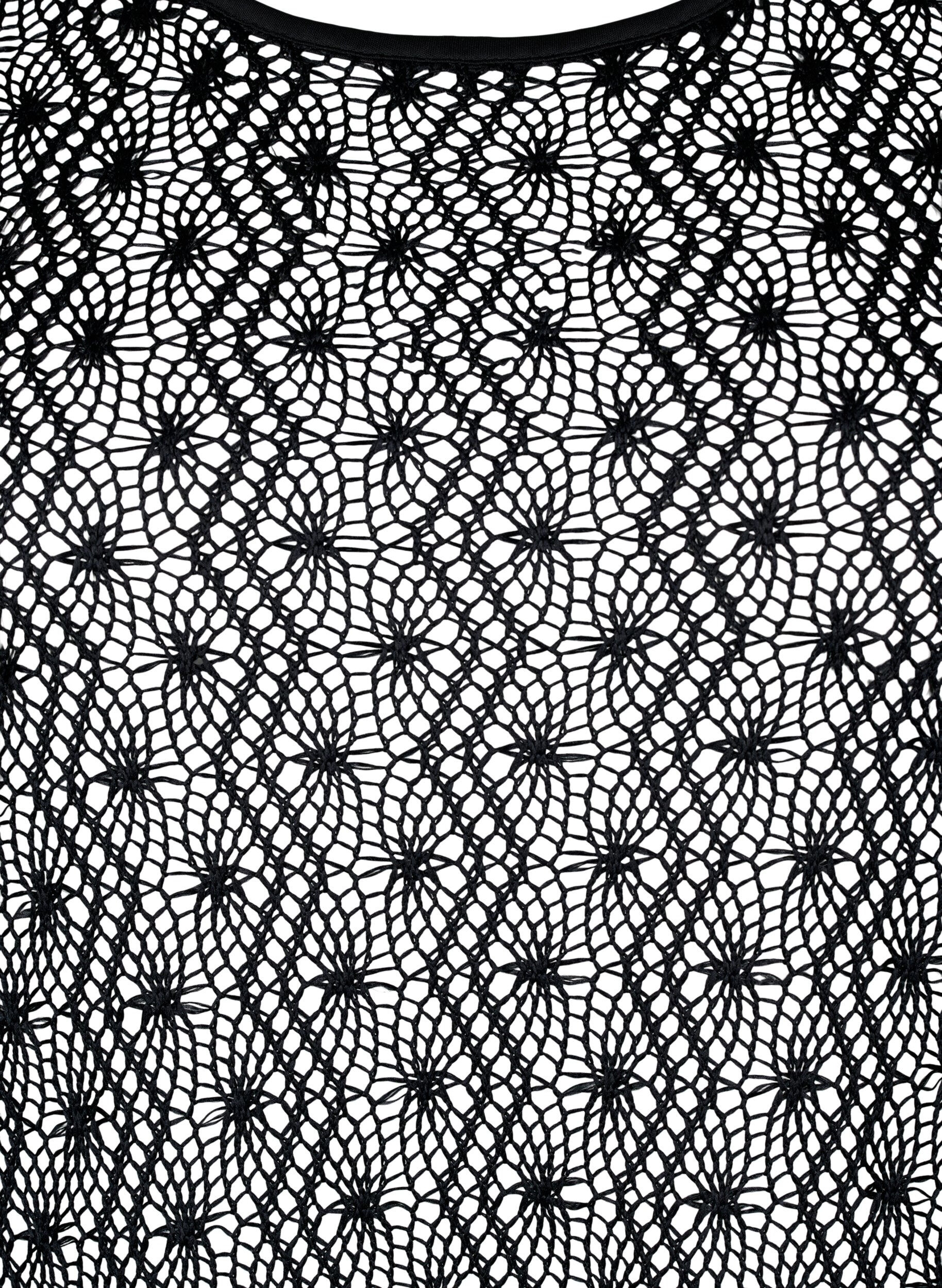 Zizzi Virkad kl&auml;nning med l&aring;nga &auml;rmar, Black, Packshot image number 2