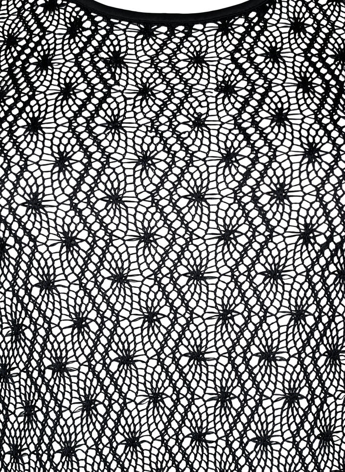 Virkad klänning med långa ärmar, Black, Packshot image number 2