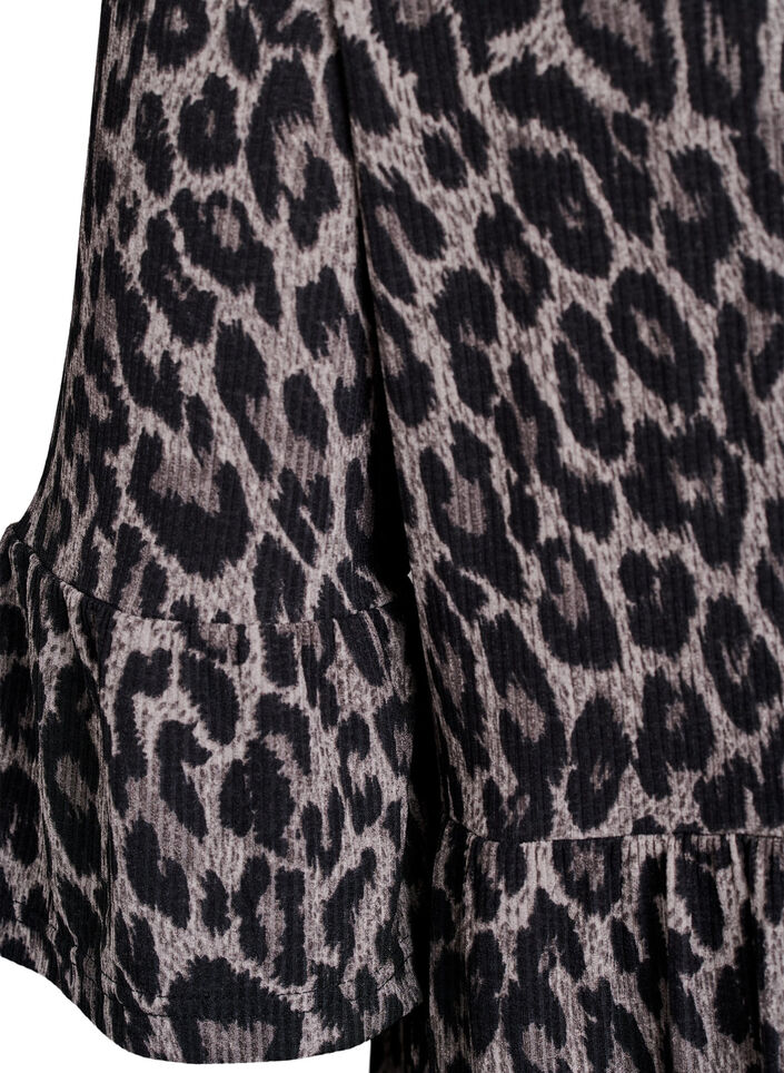 Kort, A-linjeformad klänning med leopardmönster, Grå, Packshot image number 3