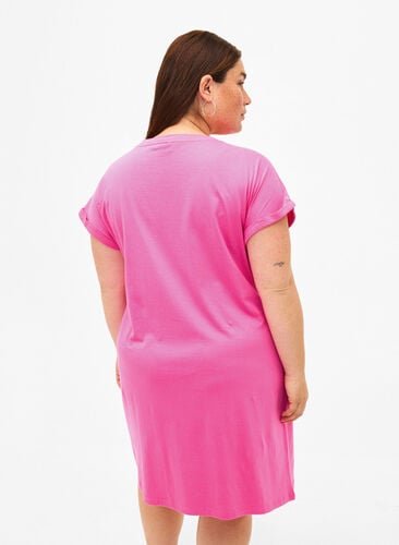 2-pack bomullsklänning med korta ärmar, Shocking Pink/Black, Model image number 1