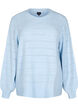 Stickad blus med rund hals och hålmönster, Cashmere Blue Mel., Packshot image number 0