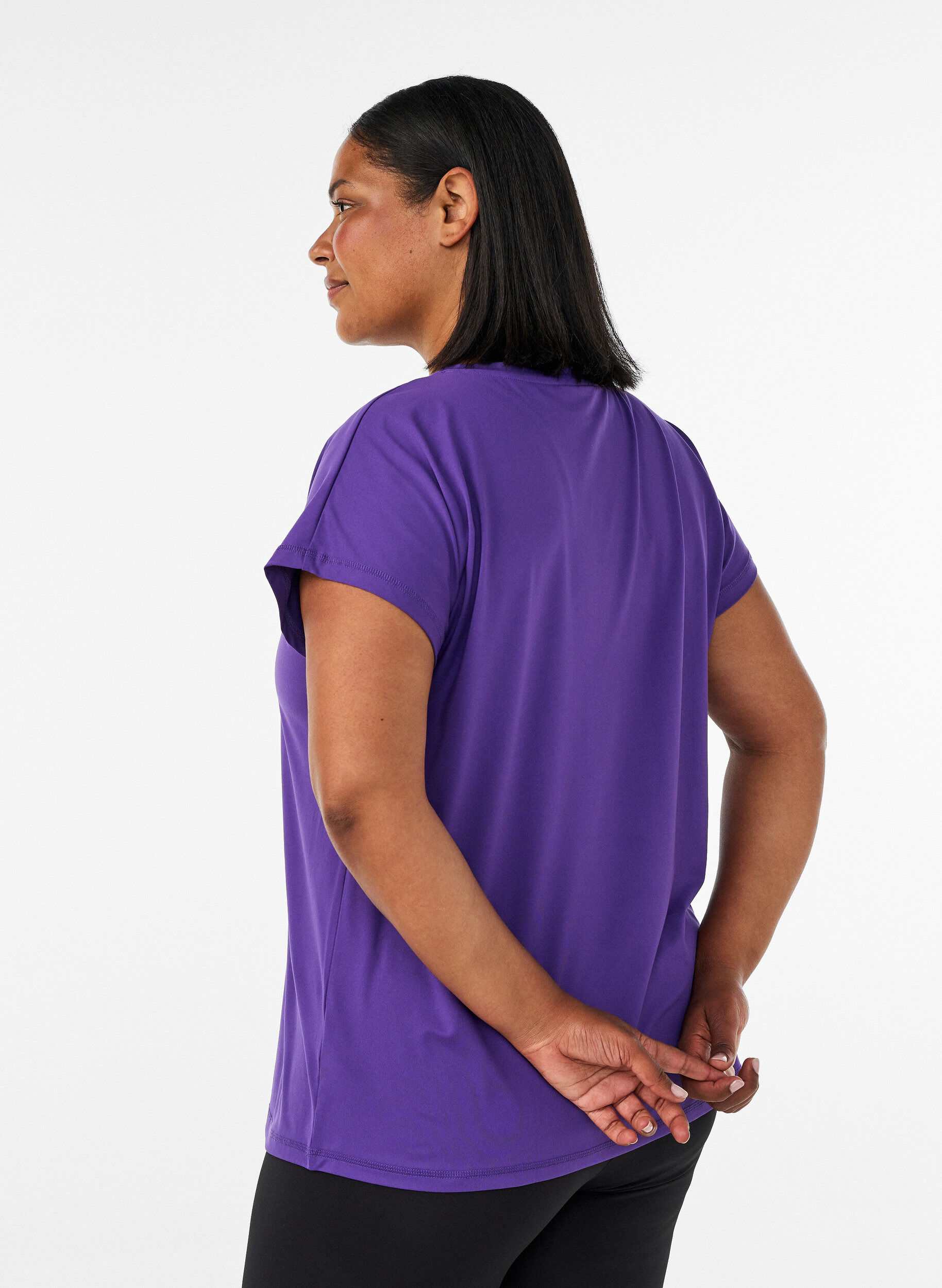 ZizziEnf&auml;rgad tr&auml;nings-T-shirt, Lila, Model image number 2