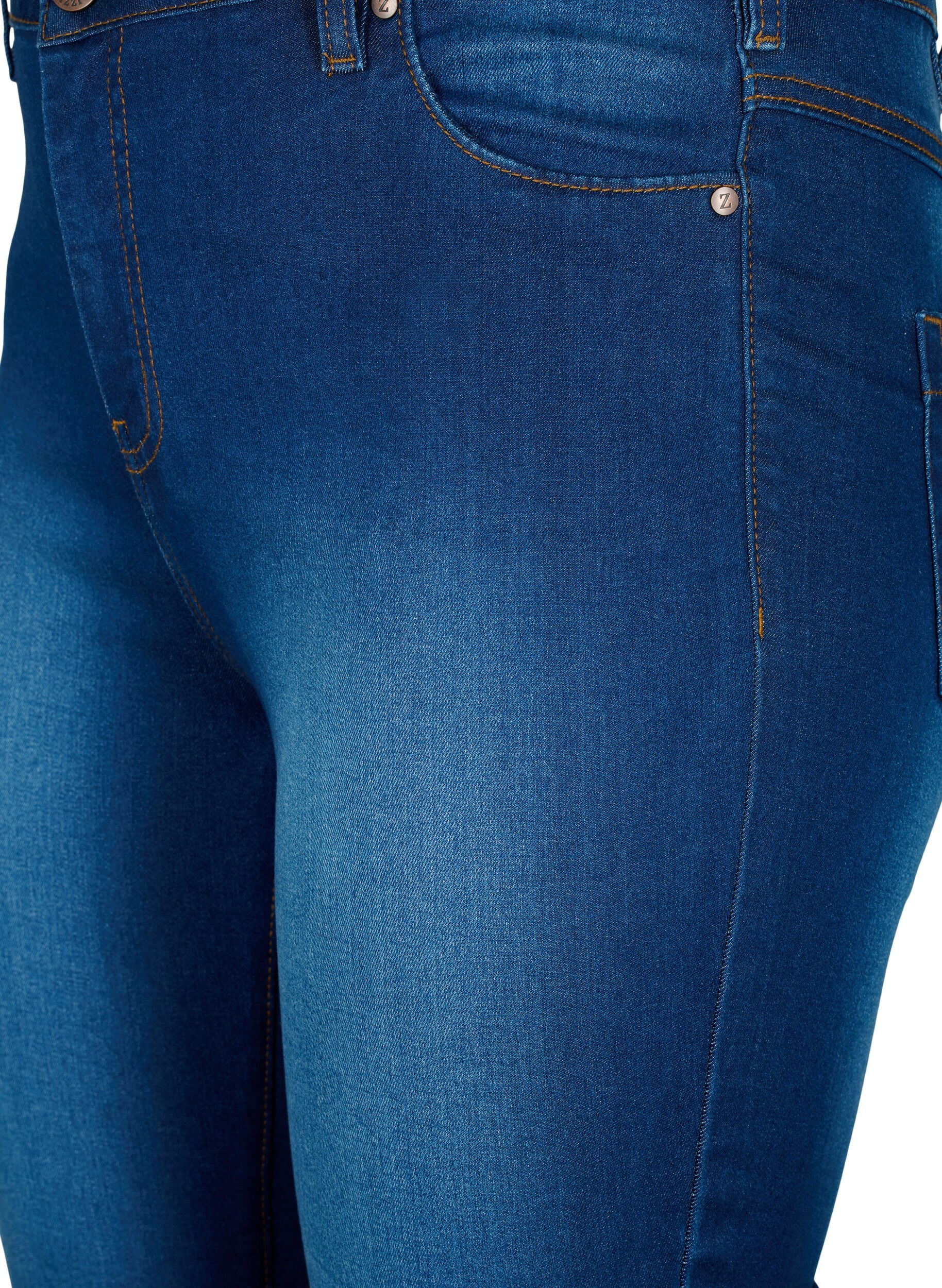 Zizzi Amy caprijeans med h&ouml;g midja och super slim fit, Bl&aring;, Packshot image number 2