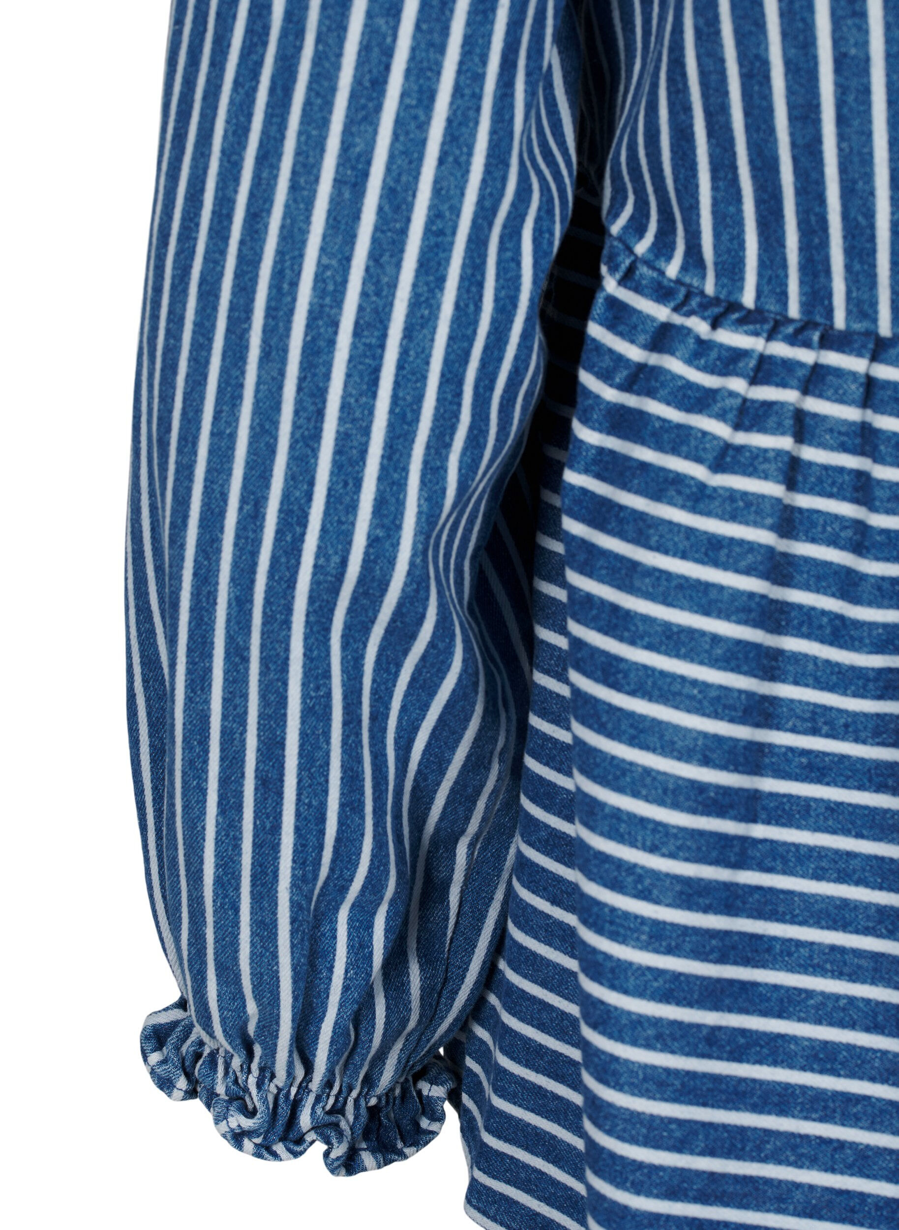 Zizzi Randig denimblus med knytband fram, Bl&aring;, Packshot image number 3