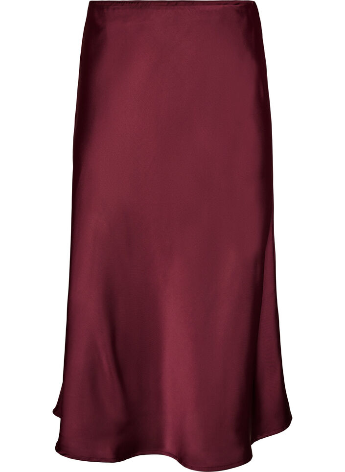 Midikjol i satin, R&ouml;d, Packshot image number 0