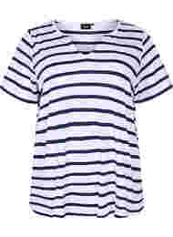 Randig v-ringad t-shirt i bomull, Bright White Stripe