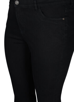 Kampanjvara – Croppade Amy jeans med slits, Black, Packshot image number 2