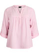 Blus i bomullsmuslin med broderie anglaise, Rosa, Packshot image number 0