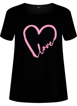 T-shirt i bomull med rund halsringning och tryck, Black W. Heart L., Packshot image number 0