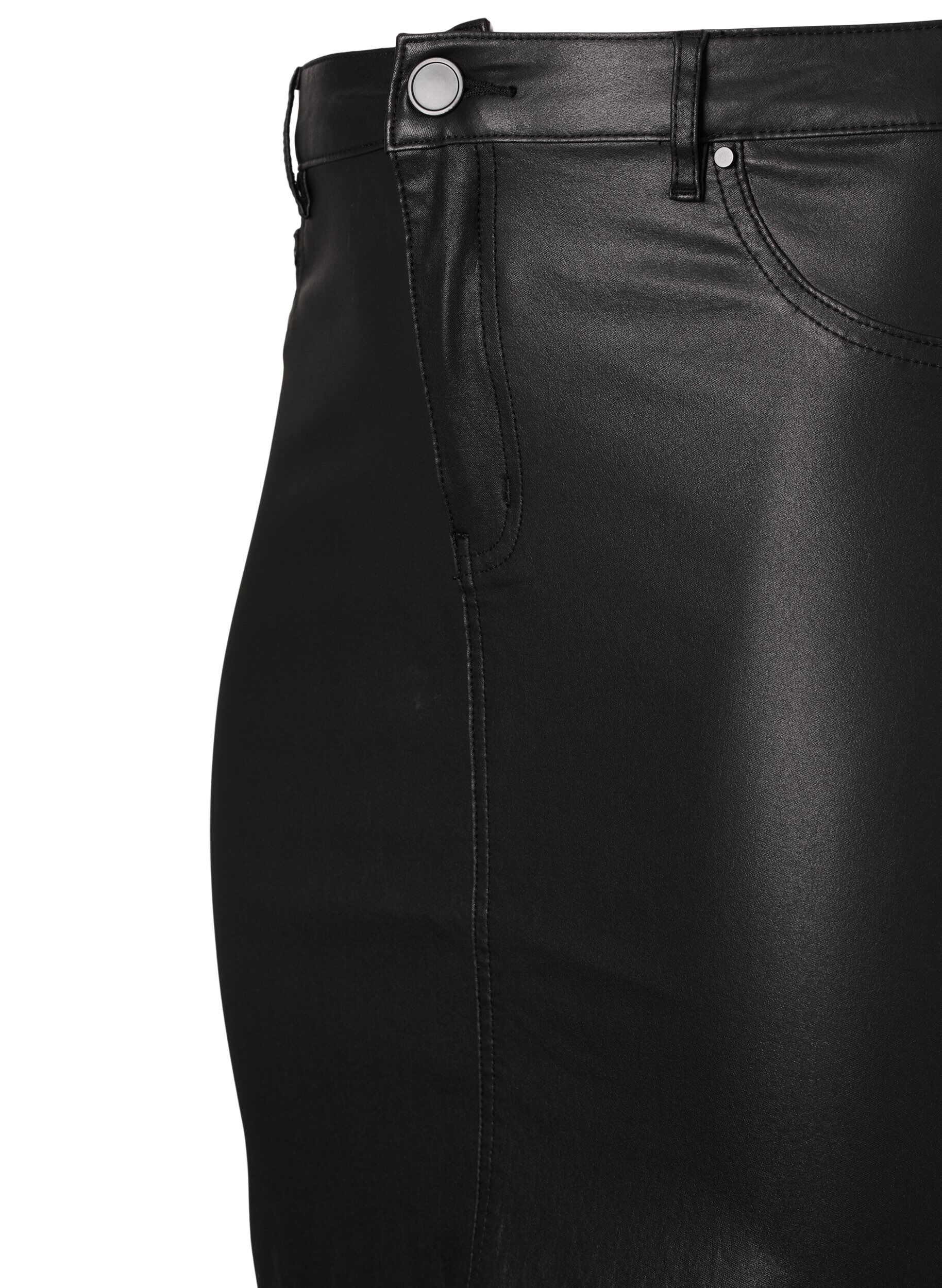 Zizzi Coated kjol med slits, Black, Packshot image number 3