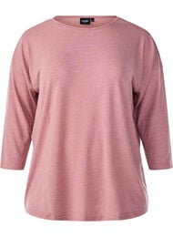 Jerseyblus med 3/4-&auml;rm, Rosa