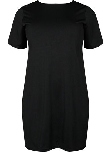 V-ringad klänning med snörning, Black, Packshot image number 3