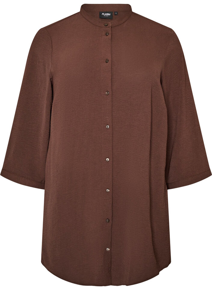 Tunika med 3/4-&auml;rmar, Brun, Packshot image number 0