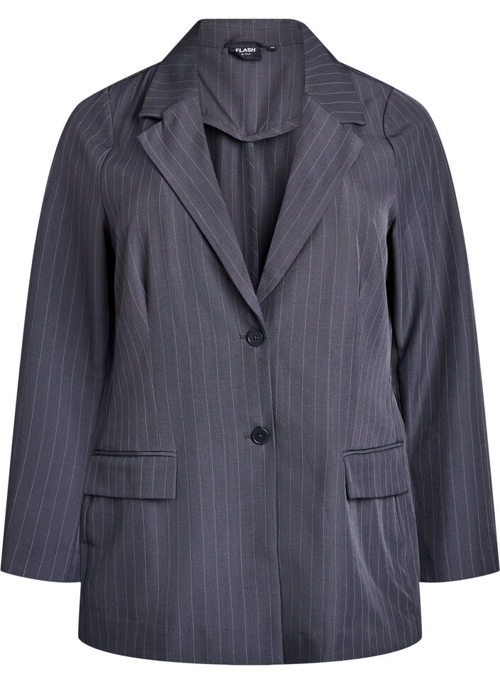 Blazer med fickor och slitsar, Gr&aring;, Packshot image number 0