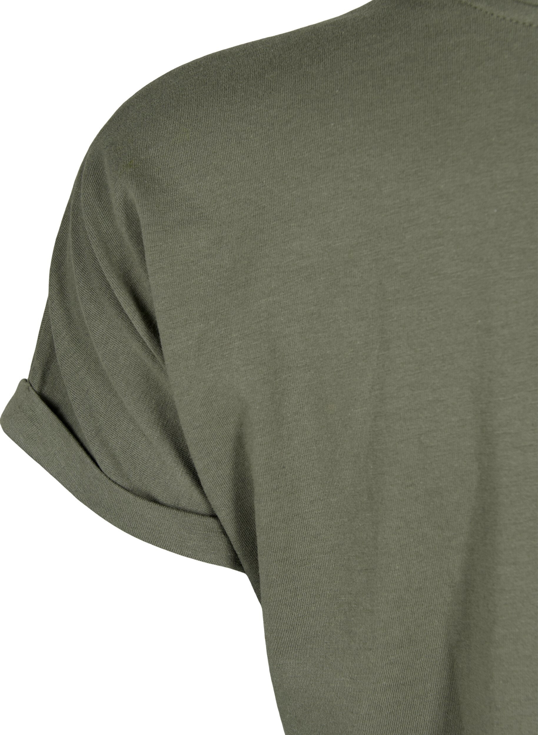 ZizziKort&auml;rmad t-shirt i bomullsmix, Gr&ouml;n, Packshot image number 3