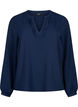 Långärmad blus med struktur, Navy Blazer, Packshot image number 0