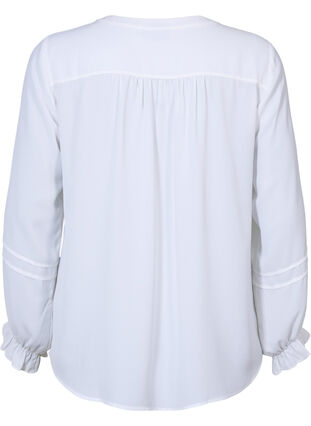 Blus med långa ärmar och knappöppning, Bright White, Packshot image number 1