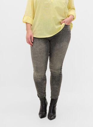 Super slim Amy jeans med hög midja, Grey Denim, Model image number 2