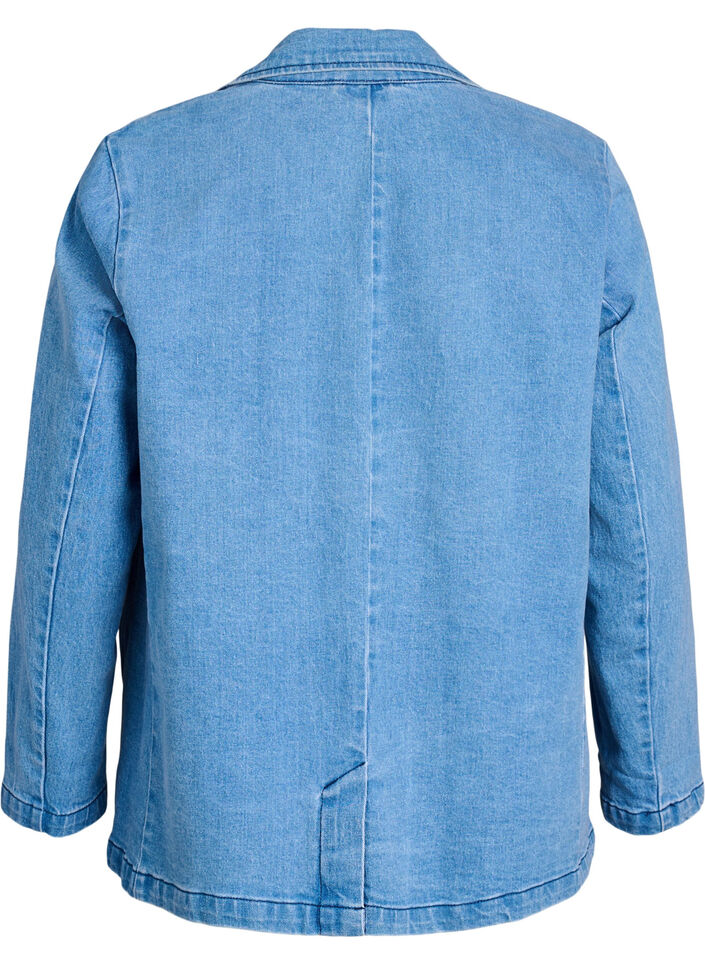 Denimblazer med fickor, Blå, Packshot image number 1