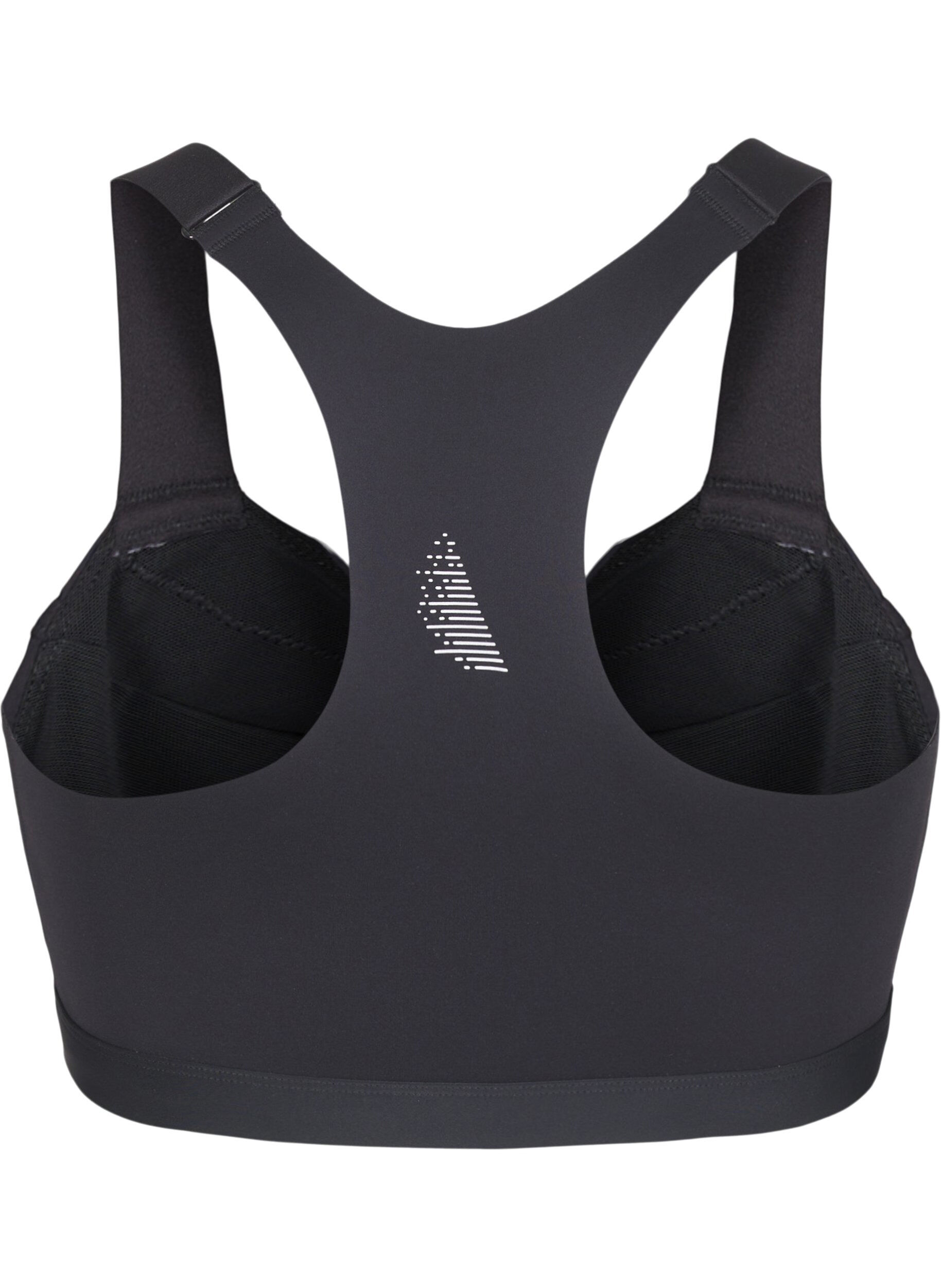 ZizziSport-bh med kn&auml;ppning framtill och h&ouml;gt st&ouml;d, Svart, Packshot image number 1
