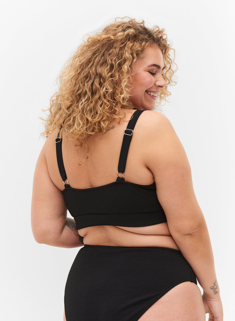 Bikinitopp med cr&ecirc;pestruktur, Black, Model image number 1