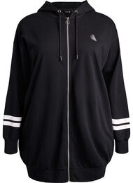 L&aring;ng sweatkofta med tryckta detaljer, Svart