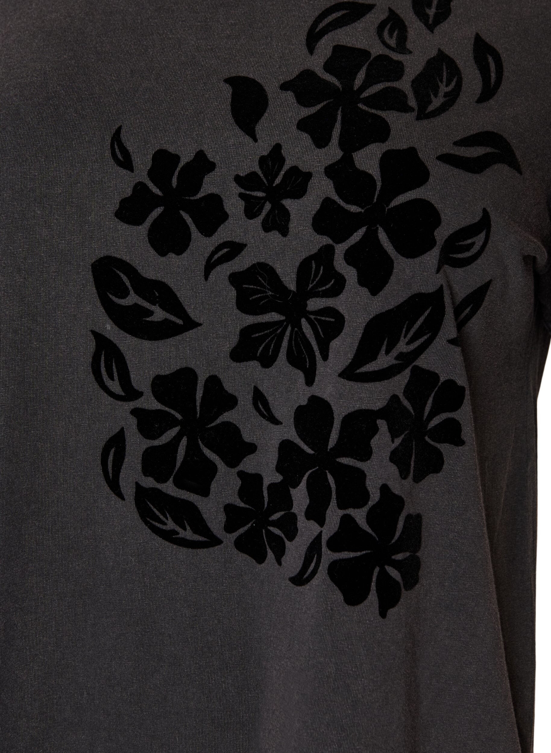 ZizziT-shirt i ekologisk bomull med tryck, Gr&aring;, Packshot image number 2