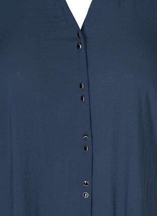 Skjortblus med v-ringning och knappar, Navy Blazer, Packshot image number 2