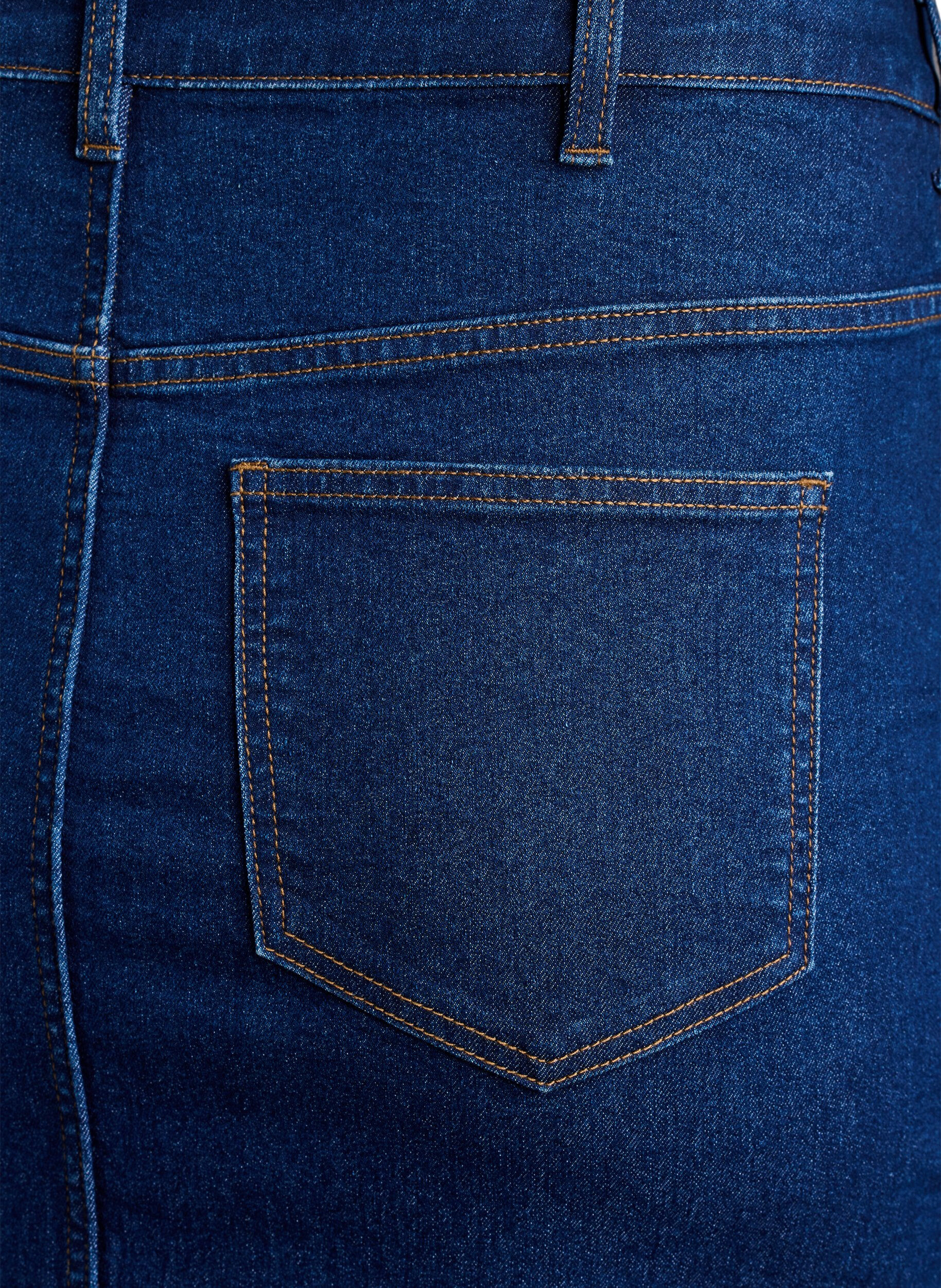 Zizzi FLASH - Midil&aring;ng denimkjol med en slits framtill, Bl&aring;, Packshot image number 4