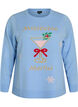 Stickad blus med julmotiv, Bl&aring;, Packshot image number 0