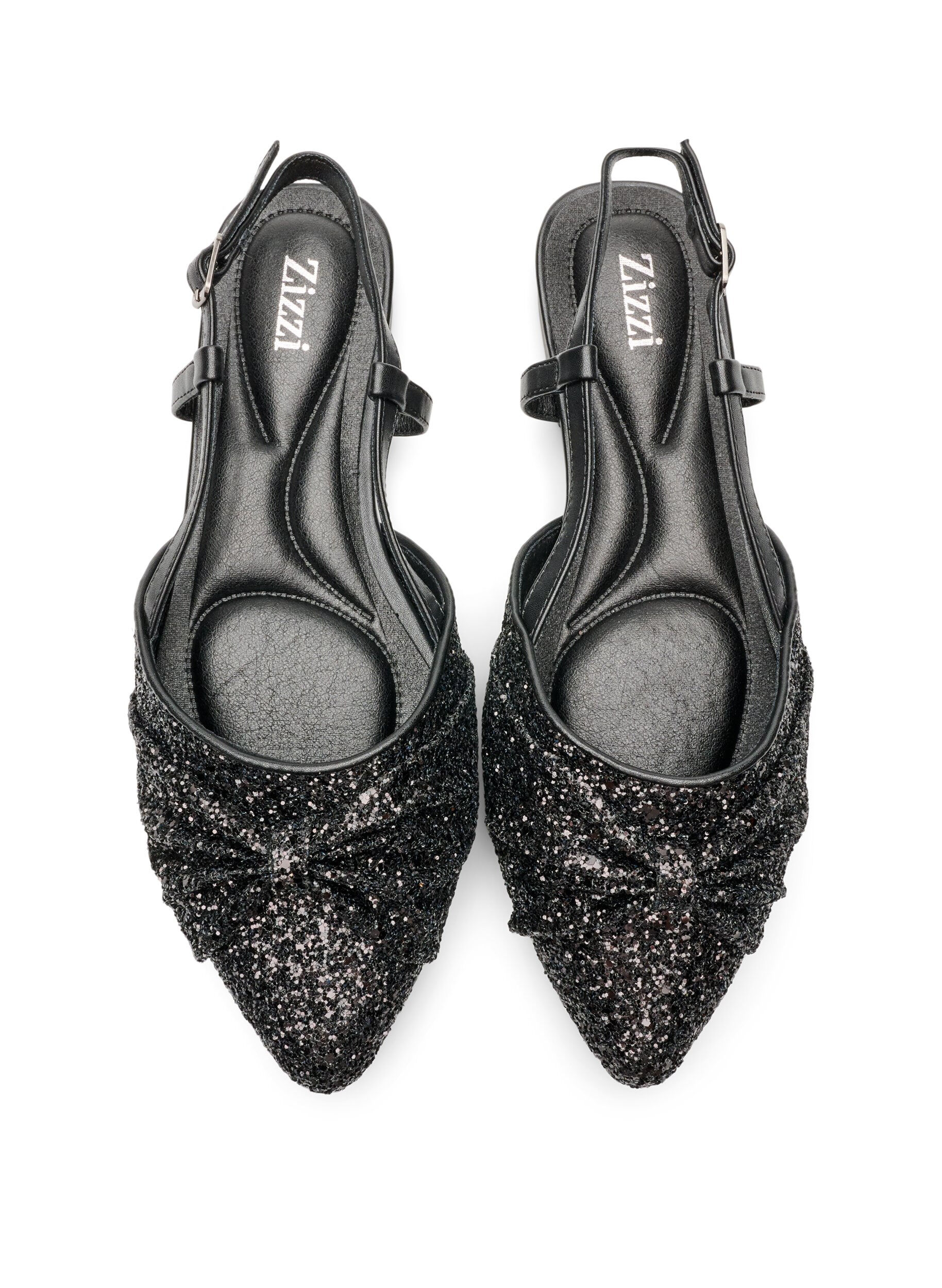 ZizziGlittrig slingback med rosett, Svart, Packshot image number 2
