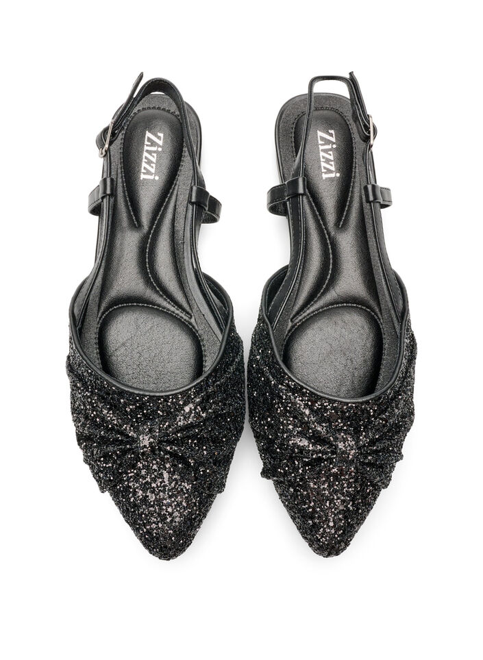 Glittrig slingback med rosett, Svart, Packshot image number 2