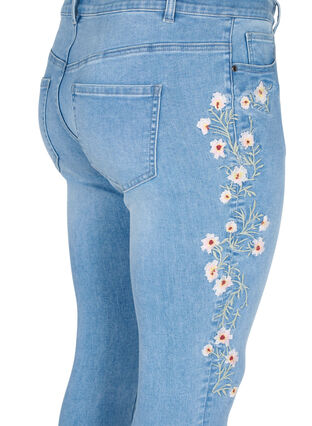 Extra slim Sanna jeans med broderidetaljer, Light blue, Packshot image number 3