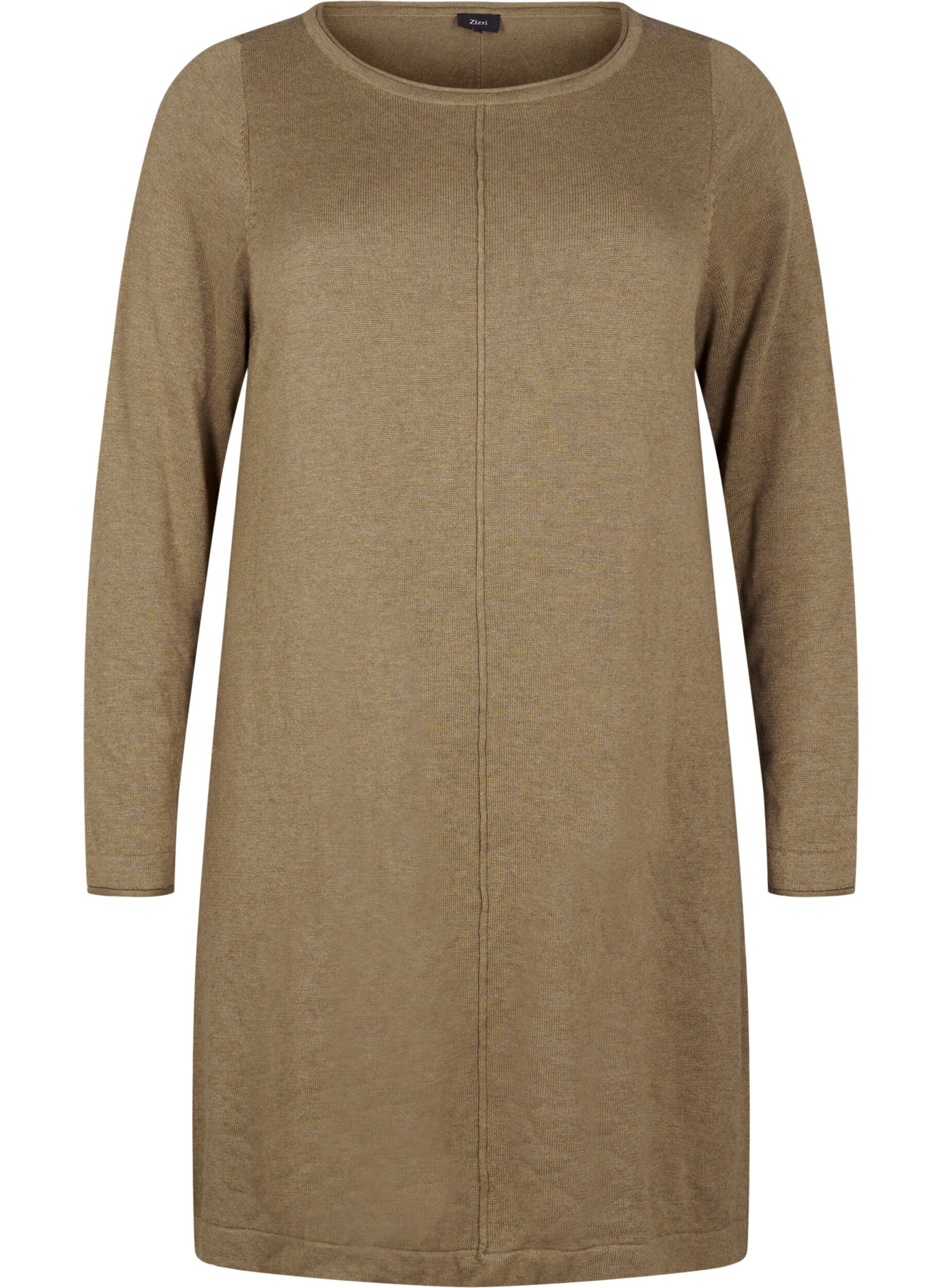 Zizzi Stickad kl&auml;nning i bomull-viskosblandning, Gr&ouml;n, Packshot image number 0