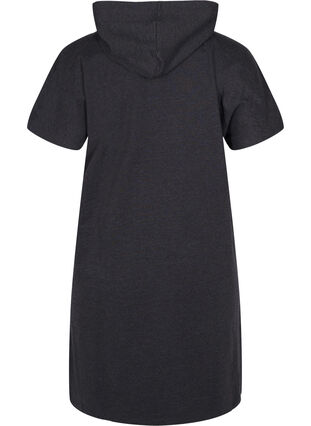 Sweatshirtklänning med huva och korta ärmar, Black DGM ASS, Packshot image number 1