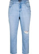 Mille mom jeans med slitningar, Light Blue Denim, Packshot image number 0