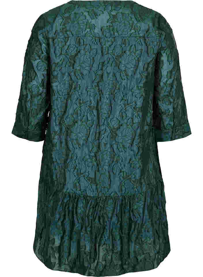 A-linjeformad jacquardklänning med volanger, Scarab, Packshot image number 1
